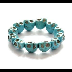 Natural stone blue skull bracelet